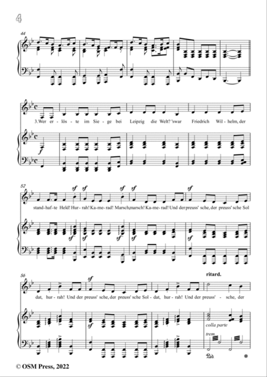 Loewe-Preussisches Hurrahlied,in B flat Major,for Voice and Piano Voice Solo scores gallery preview page 6