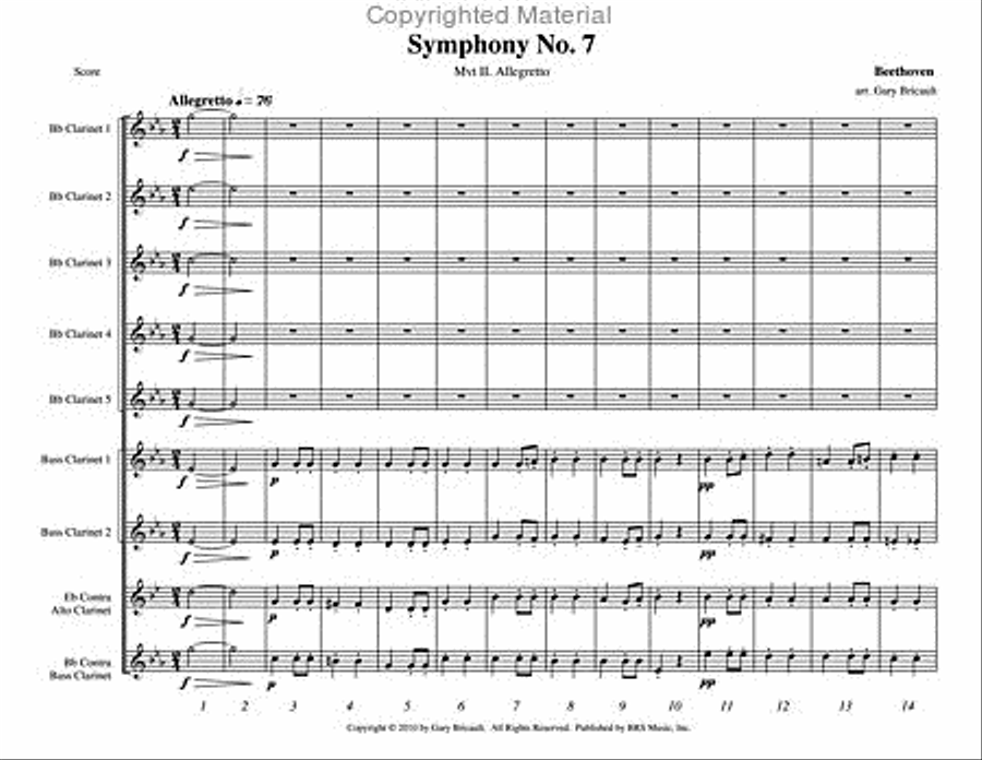 Symphony No. 7 Clarinet Choir scores gallery preview page 2
