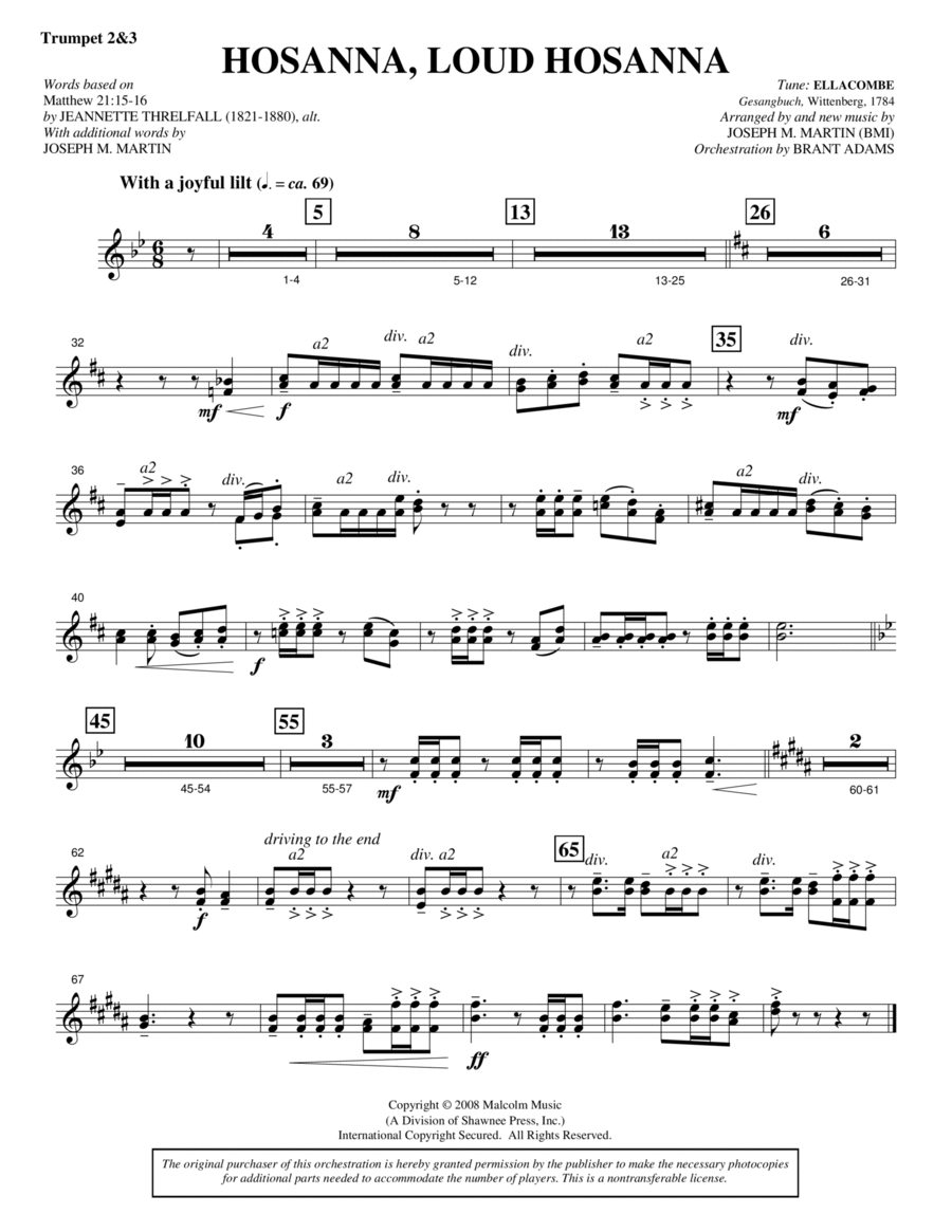 Hosanna, Loud Hosanna (from "Covenant Of Grace") - Bb Trumpet 2,3