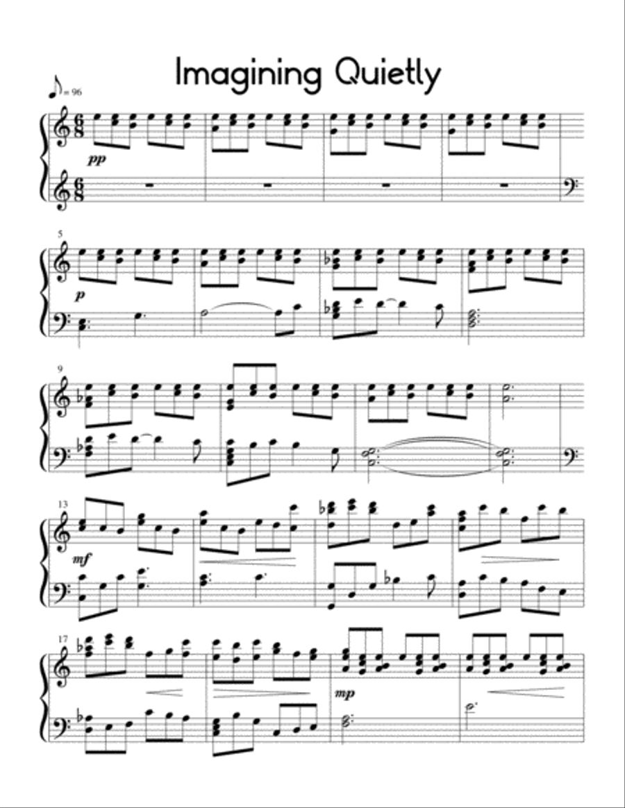 Imagining Quietly (Alternate Version in C Major) Easy Piano scores gallery preview page 1