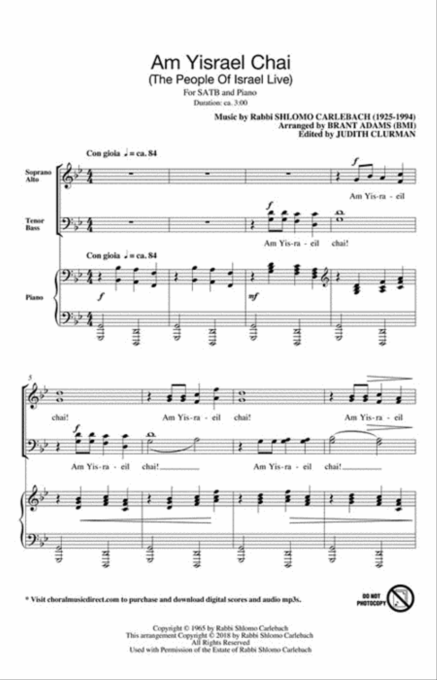 Am Yisrael Chai 4-Part scores gallery preview page 2