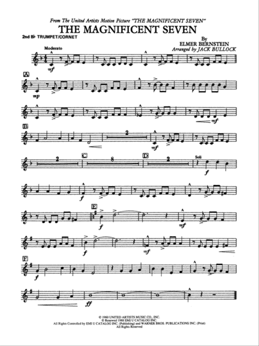 The Magnificent Seven: 2nd B-flat Trumpet Concert Band scores gallery preview page 1