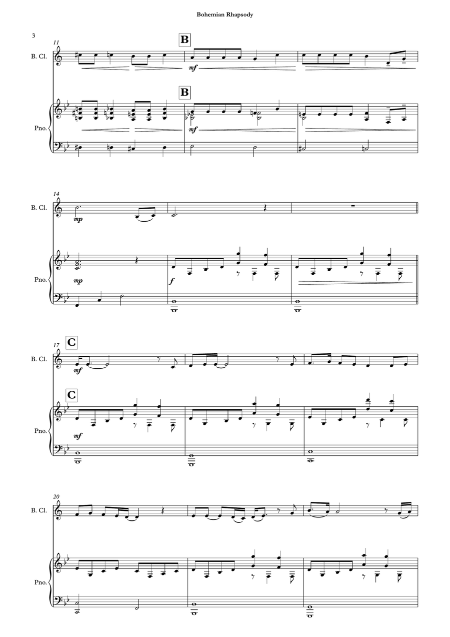 Bohemian Rhapsody Bass Clarinet scores gallery preview page 5