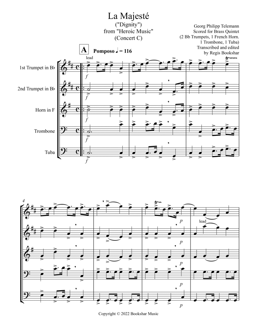 La Majeste (from "Heroic Music") (C) (Brass Quintet - 2 Trp, 1 Hrn, 1 Trb, 1 Tuba)