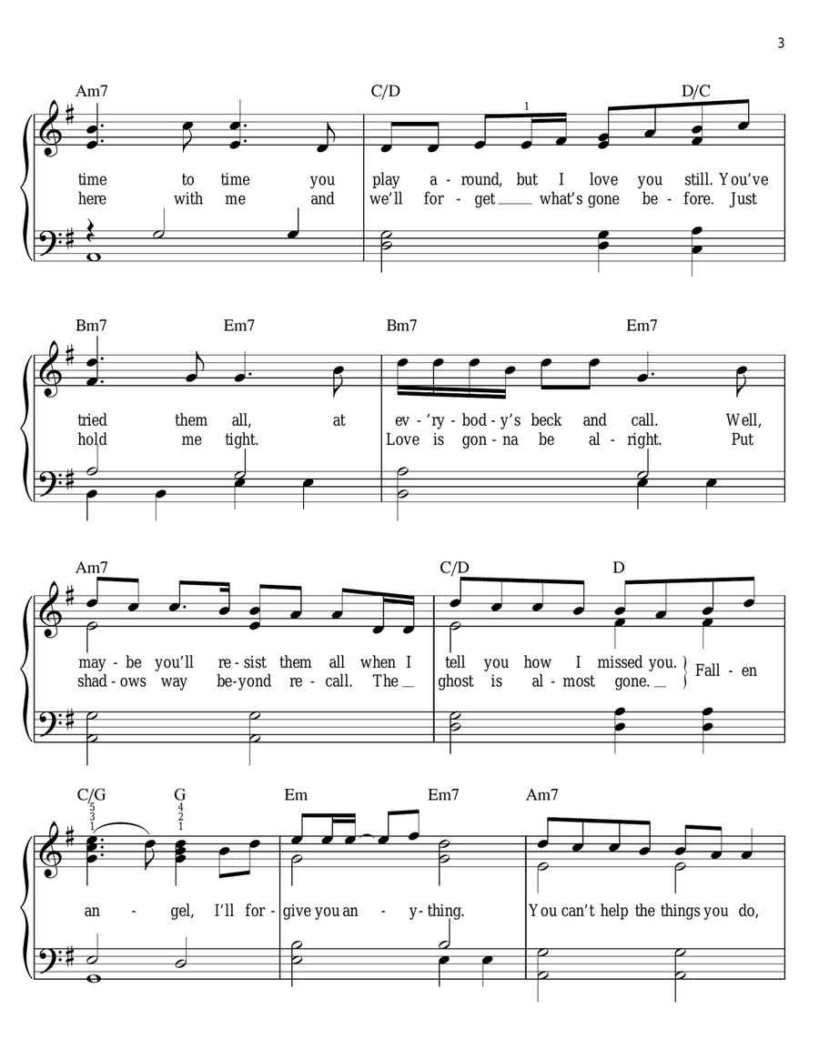 Fallen Angel Easy Piano scores gallery preview page 3