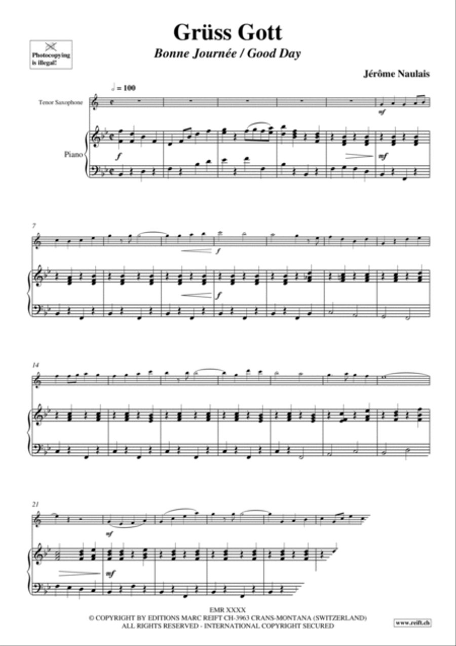 Gruss Gott Tenor Saxophone scores gallery preview page 5