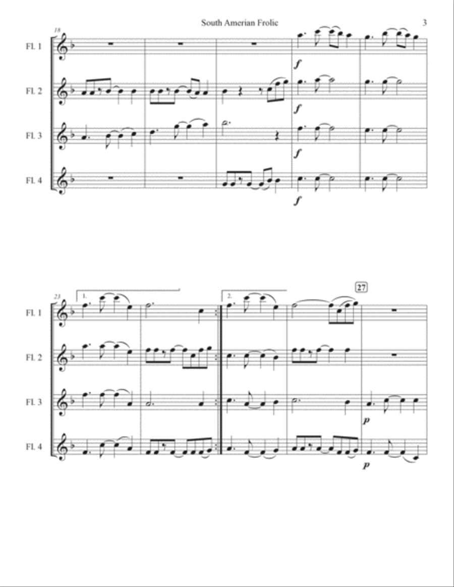 South American Frolic Flute Quartet scores gallery preview page 3