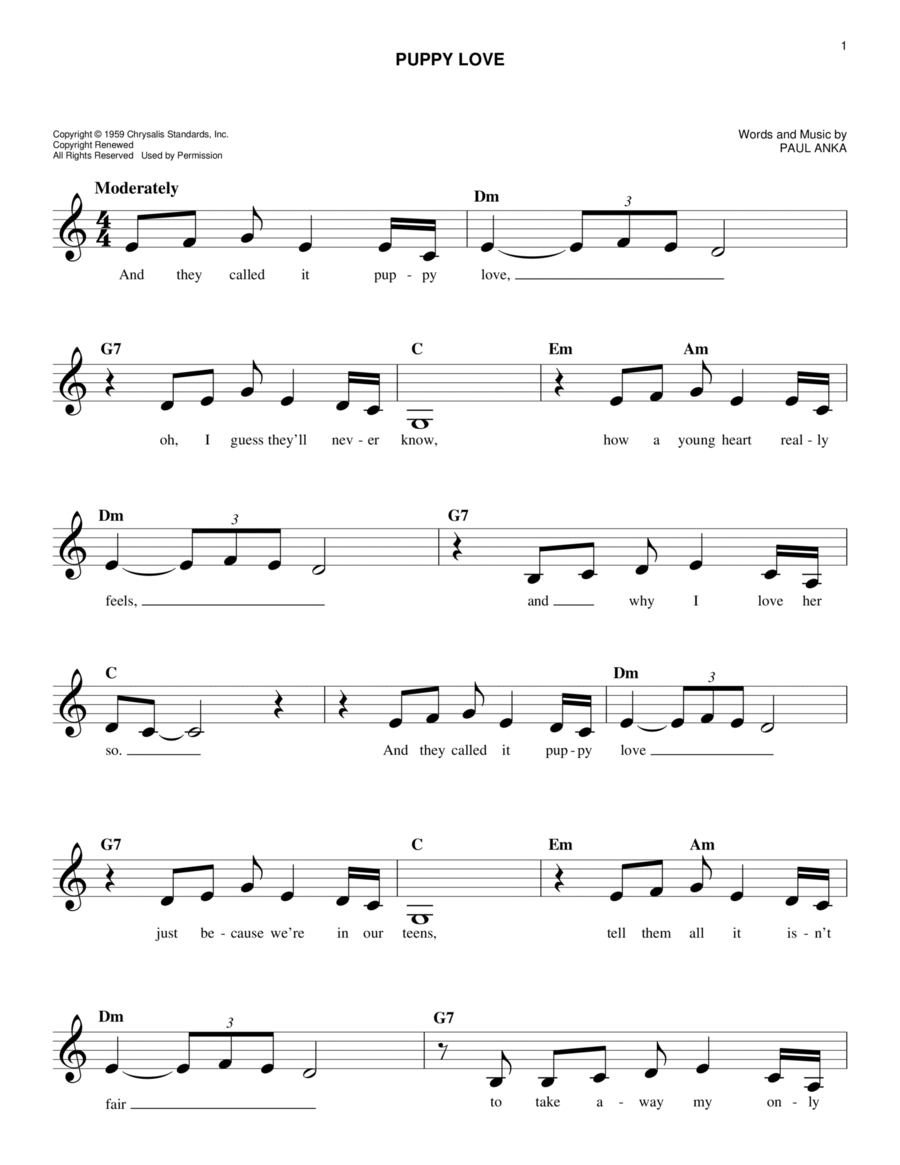 Puppy Love Puppy Love Piano scores gallery preview page 1