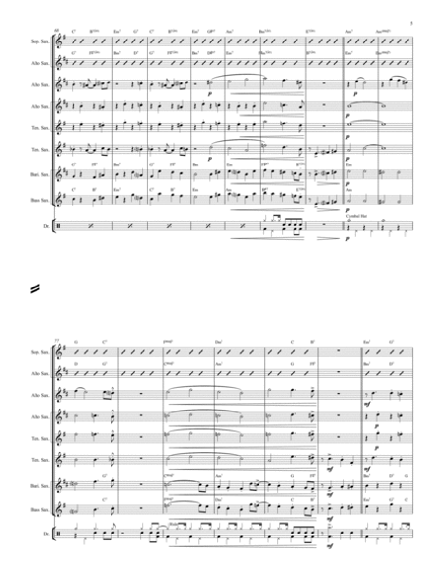 Clinch at midnight - Charleston/Two Step - Saxophone Quintet Saxophone Quintet scores gallery preview page 5