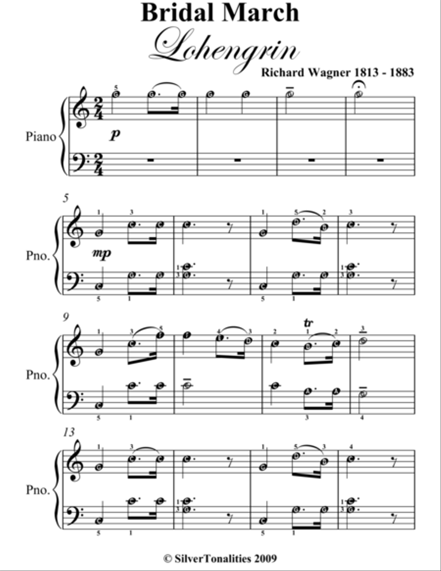 Bridal March Lohengrin Easy Piano Sheet Music Easy Piano scores gallery preview page 2