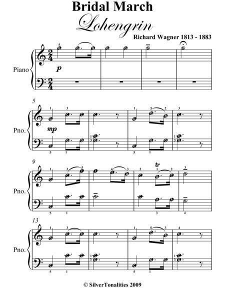 Bridal March Lohengrin Easy Piano Sheet Music
