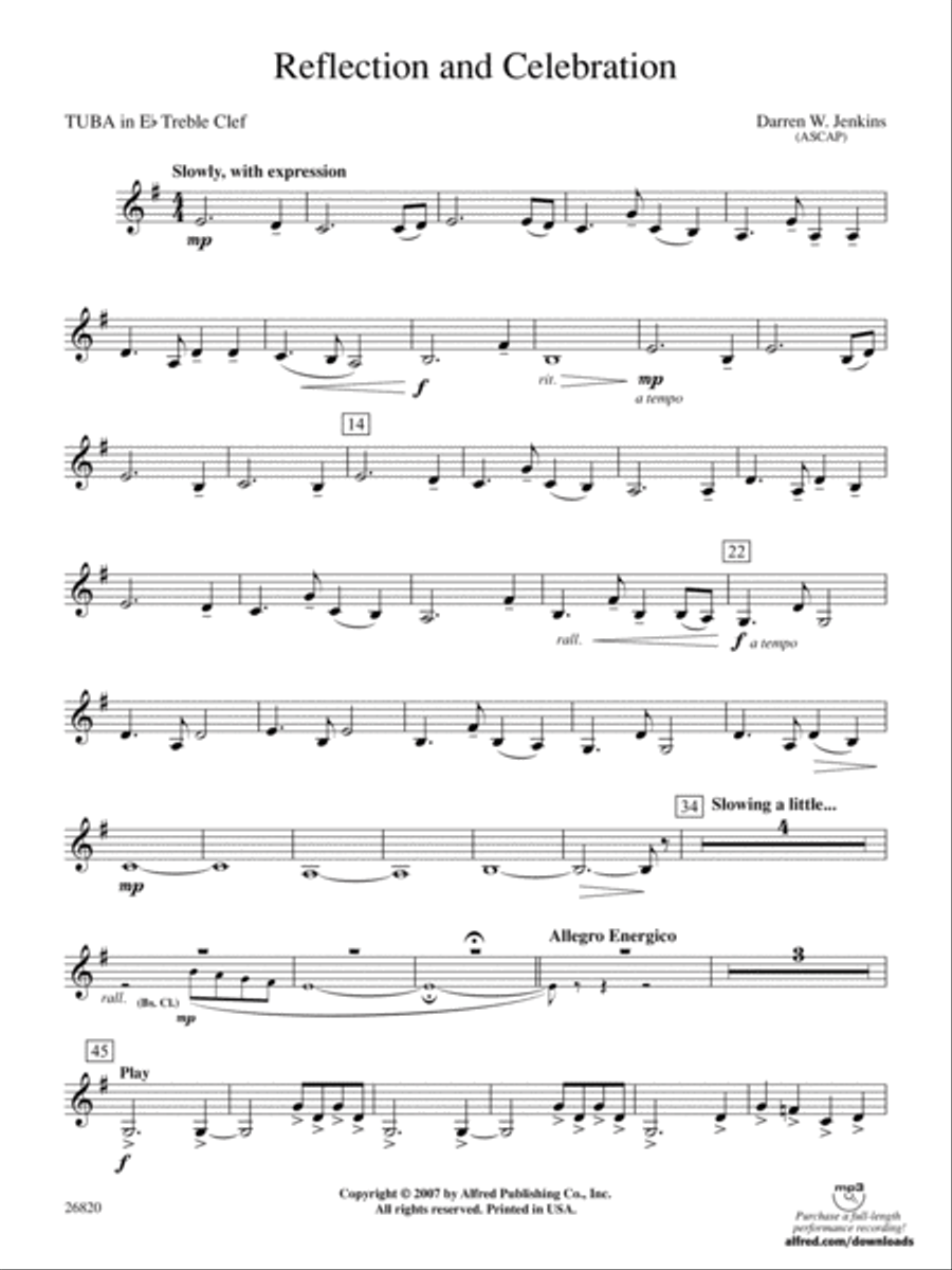 Reflection and Celebration: (World Part) E-flat Tuba T.C. Concert Band scores gallery preview page 1