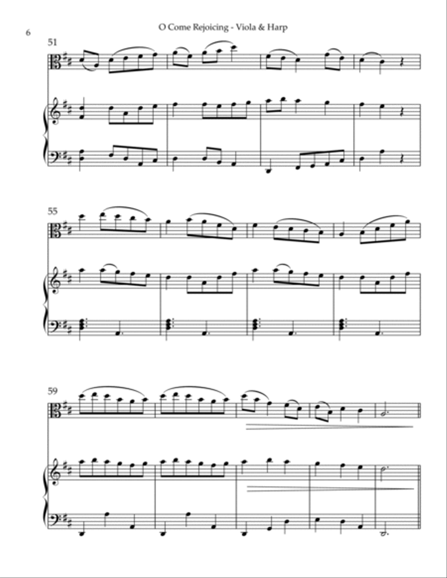 O Come Rejoicing, Duet for Viola & Harp
