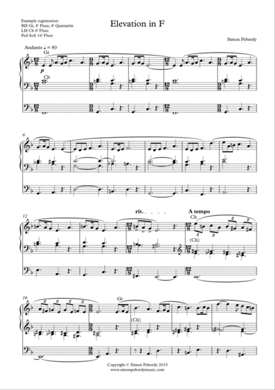 Organ Elevation in F from "Little Book for Organ 1" by Simon Peberdy image number null