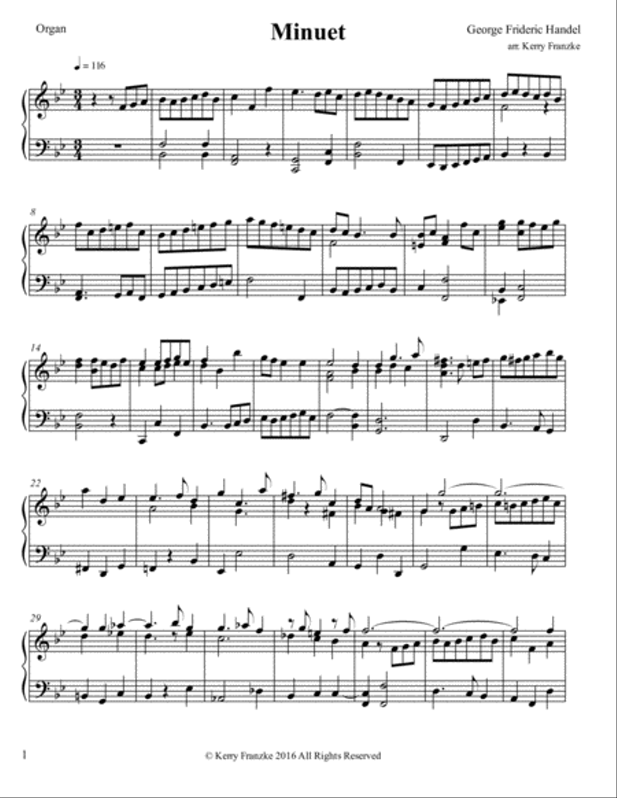 Minuet Minuet Organ Solo scores gallery preview page 1