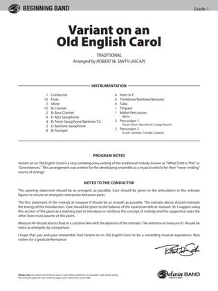 Variant on an Old English Carol: Score