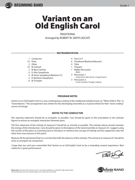 Variant on an Old English Carol: Score