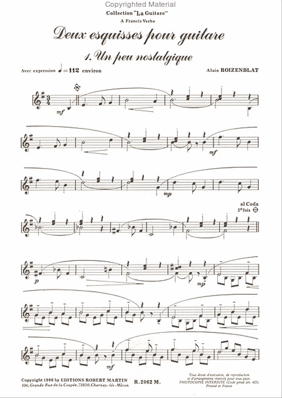 Esquisses (2) pour guitare Guitar scores gallery preview page 2