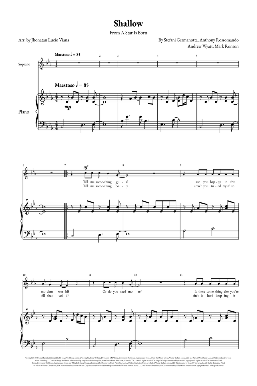 Shallow A Cappella scores gallery preview page 1