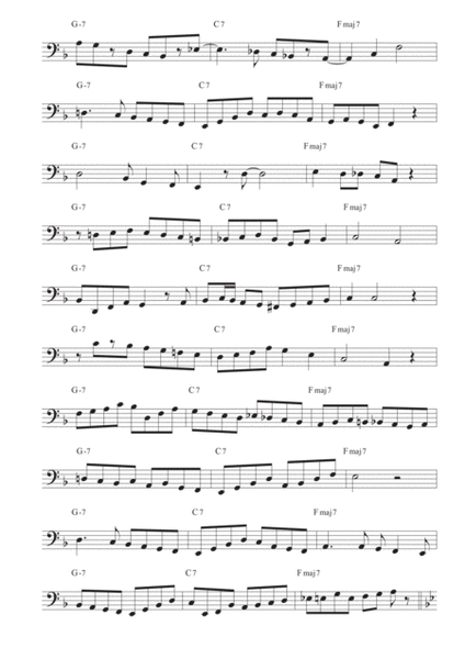 10 easy major II-V-I Chet Baker licks in 12 keys - Bass clef