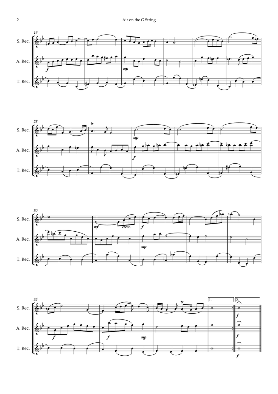 5 Famous Songs by Bach for Recorder Trio Soprano Recorder scores gallery preview page 4