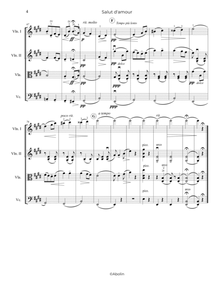 Elgar: Salut d'amour - String Quartet image number null