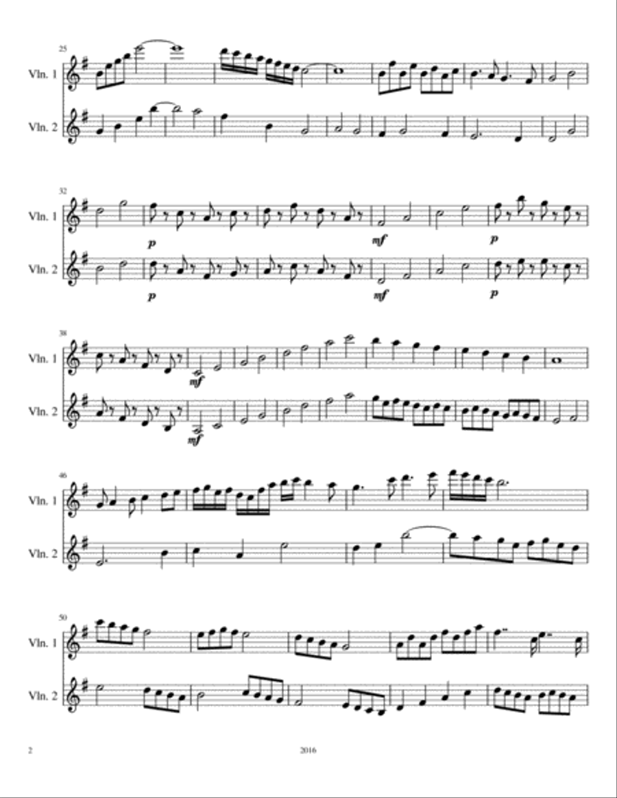 Violin Duet in G Major No. 1 String Duet scores gallery preview page 2