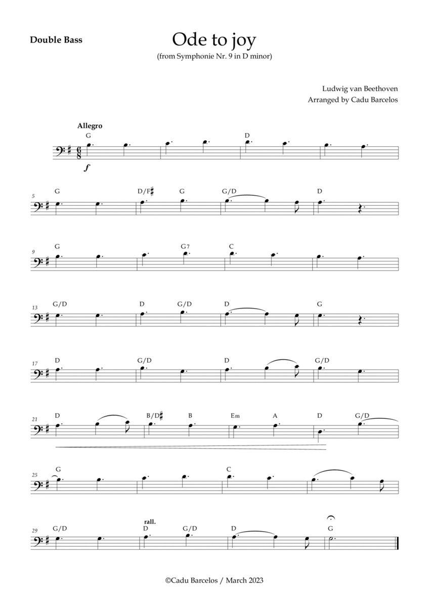 Ode to joy - Beethoven Double Bass Chords image number null