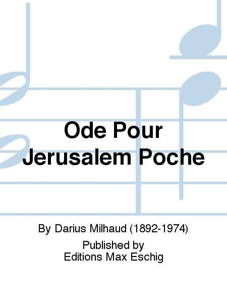 Ode Pour Jerusalem Poche