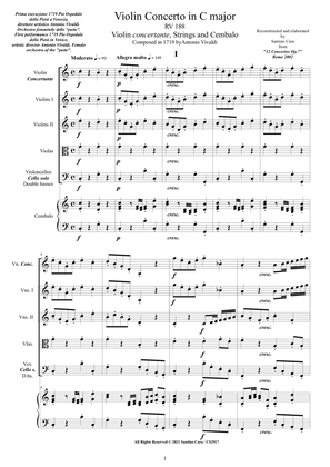 Book cover for Vivaldi - Violin Concerto No.2 in C major RV 188 Op.7 for Violin, Strings and Cembalo