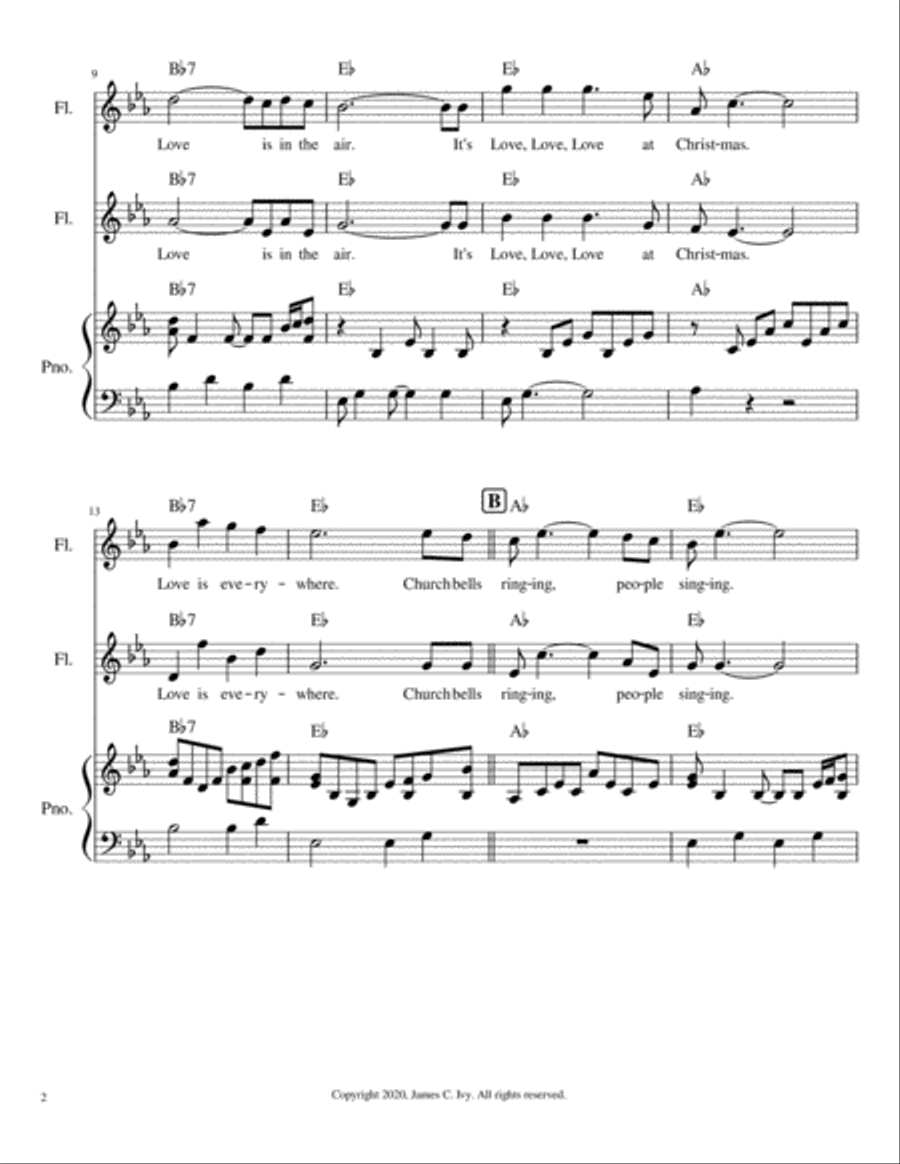 Love At Christmas for Two Flutes and Piano Flute Duet scores gallery preview page 3