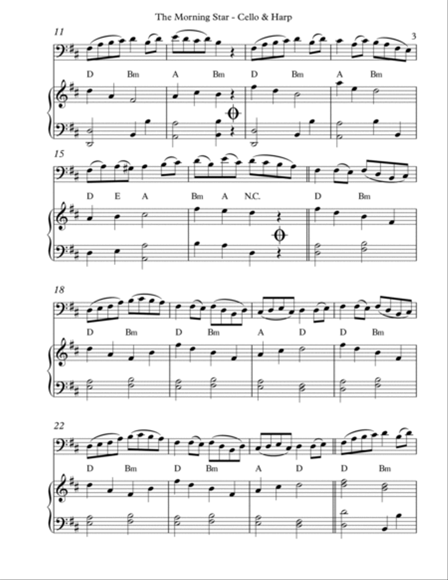 The Morning Star, Duet for Cello & Harp String Duet scores gallery preview page 3