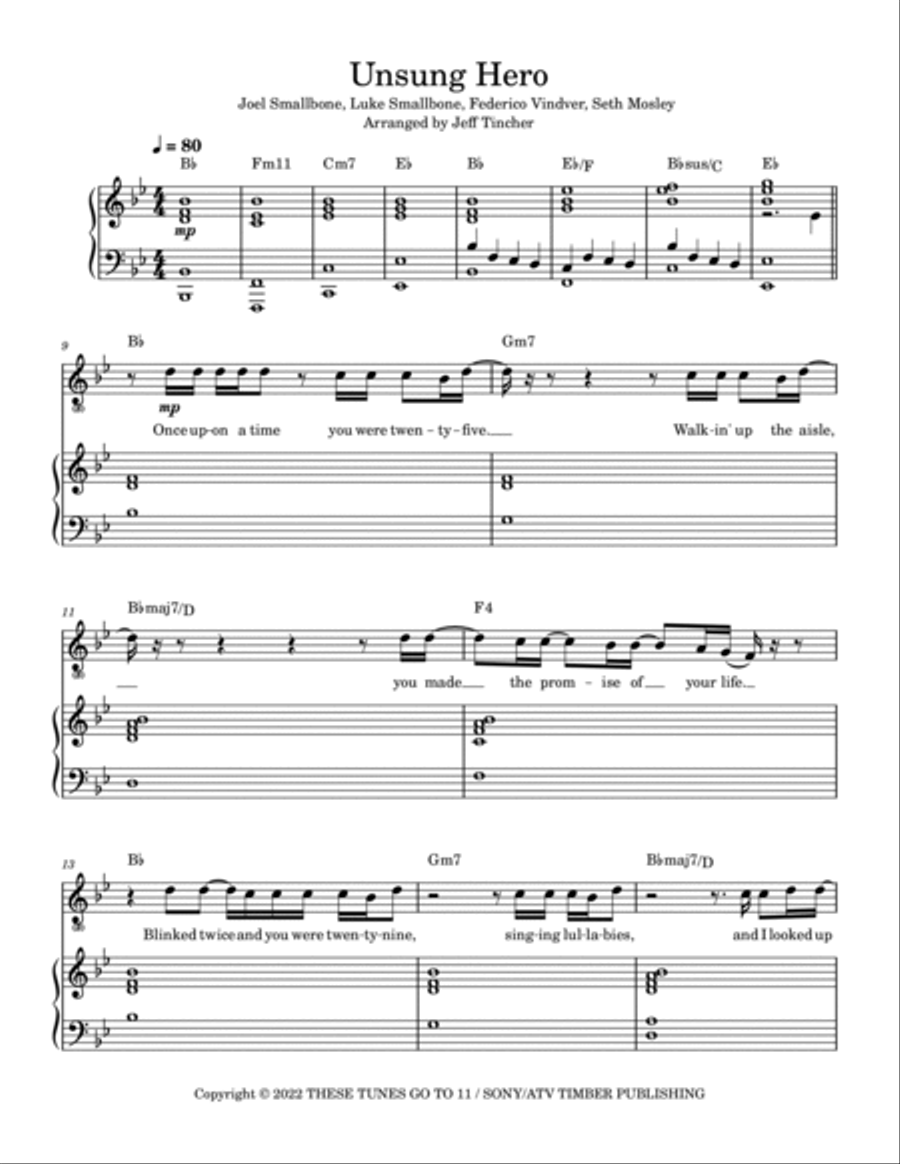 Unsung Hero Piano, Vocal, Guitar scores gallery preview page 2