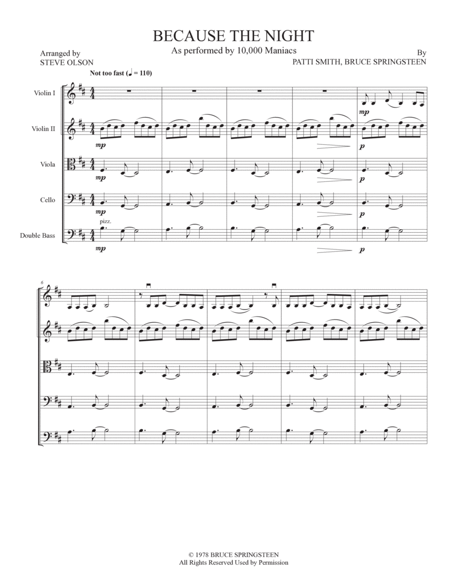 Because The Night Because The Night String Orchestra scores gallery preview page 1