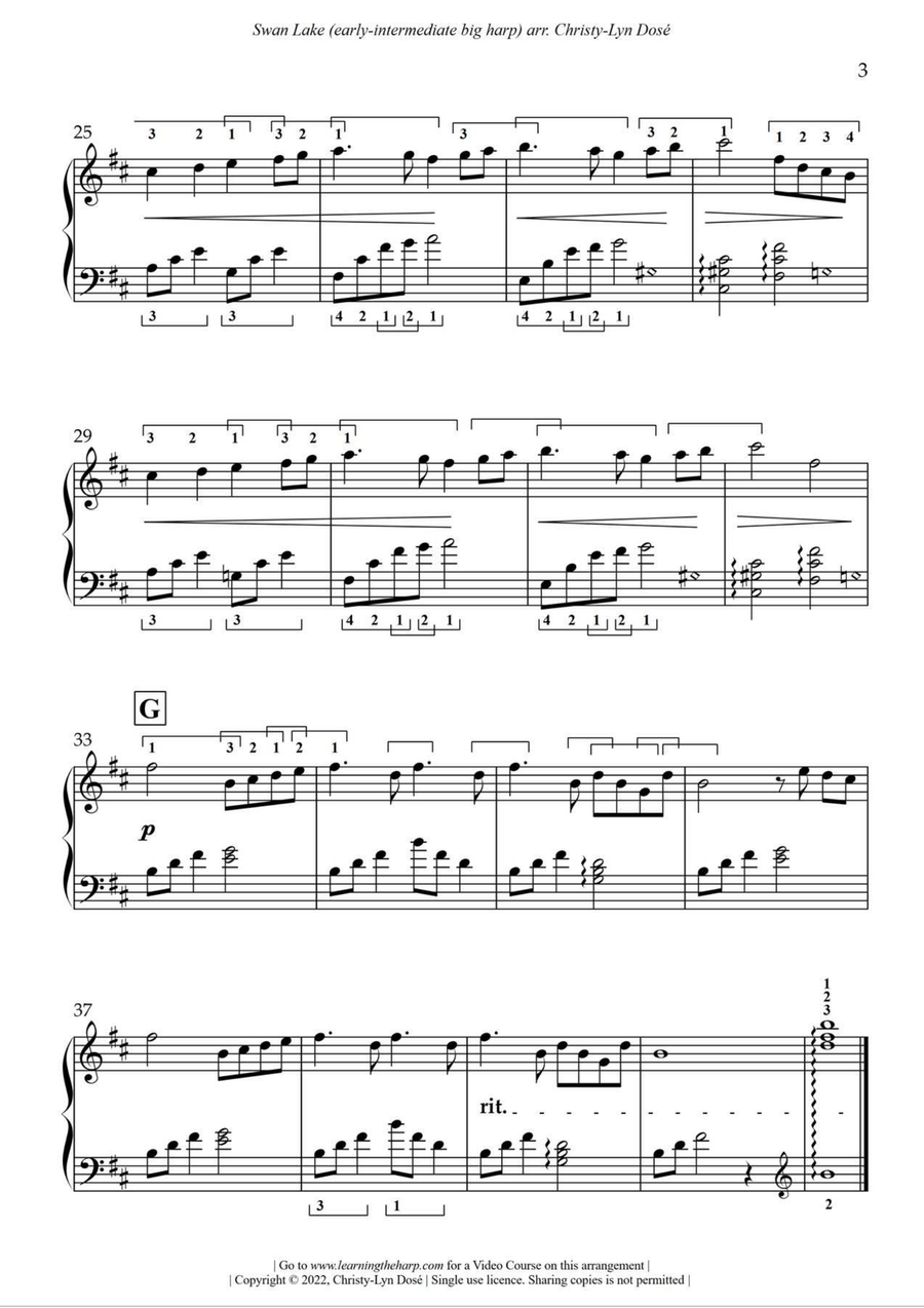 Swan Lake - Early-Intermediate for Big and Small Harps Harp scores gallery preview page 4