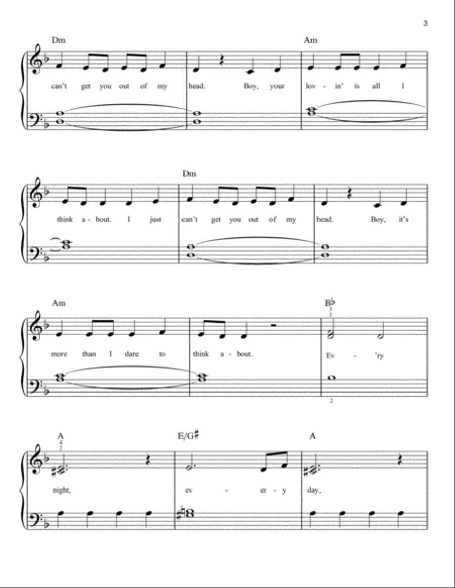 Can't Get You Out Of My Head Easy Piano scores gallery preview page 3