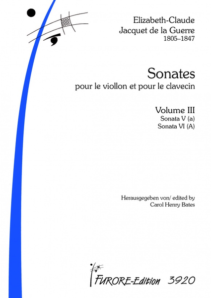 Sonates pour le Viollon et pour le clavecin Vol 3: Sonata V (a), Sonata VI (A) by Elisabeth-Claude Jacquet de La Guerre Violin Solo - Sheet Music