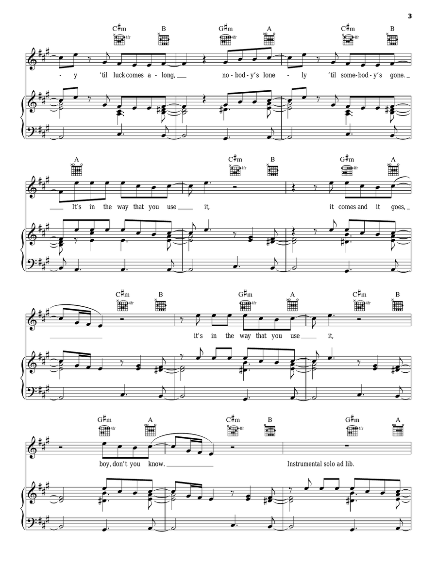 It's In The Way That You Use It Piano, Vocal, Guitar scores gallery preview page 3