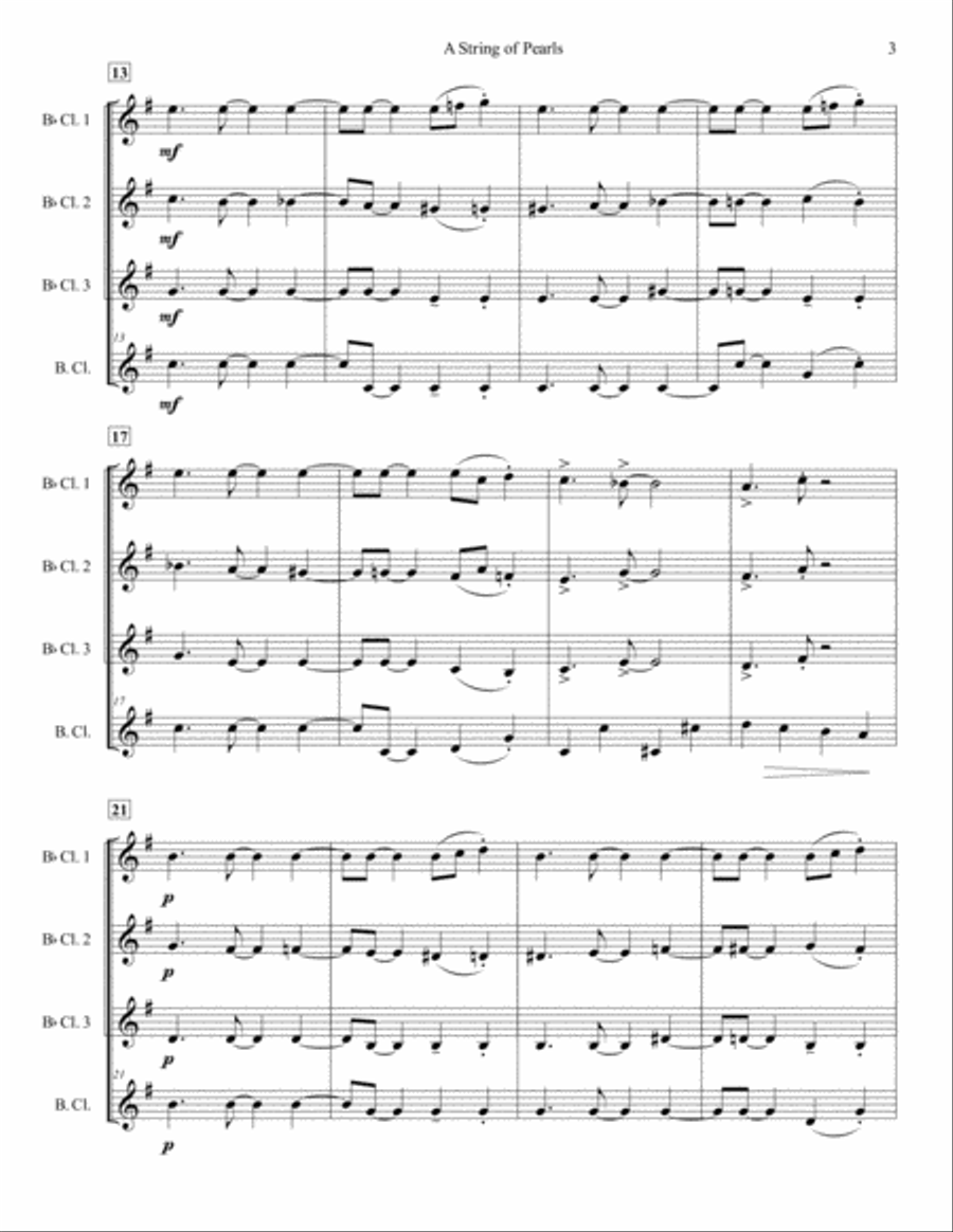 A String Of Pearls Woodwind Quartet scores gallery preview page 3