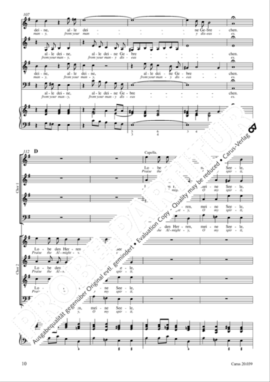 Praise the Almighty, O my spirit (Lobe den Herren, meine Seele) 4-Part scores gallery preview page 11