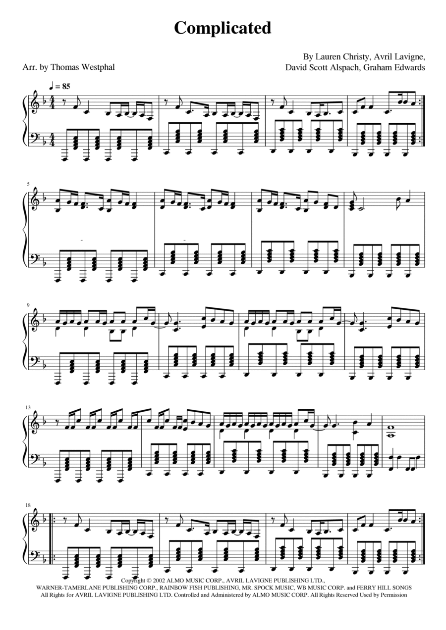 Complicated Piano Solo scores gallery preview page 1