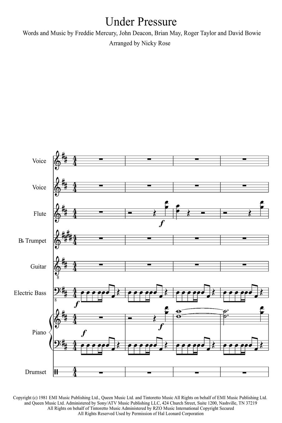 Under Pressure Vocal Duet scores gallery preview page 1