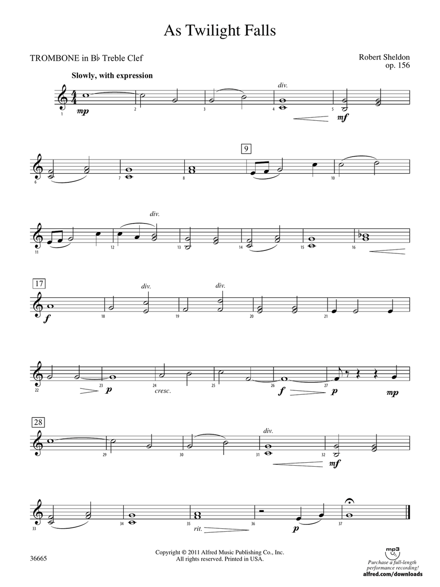 As Twilight Falls: (World Part) 1st B-flat Trombone T.C.