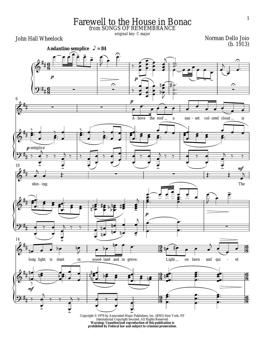 Farewell To The House In Bonac Piano, Vocal scores gallery preview page 1