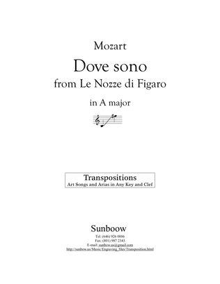 Mozart: Dove sono (transposed to A Major)