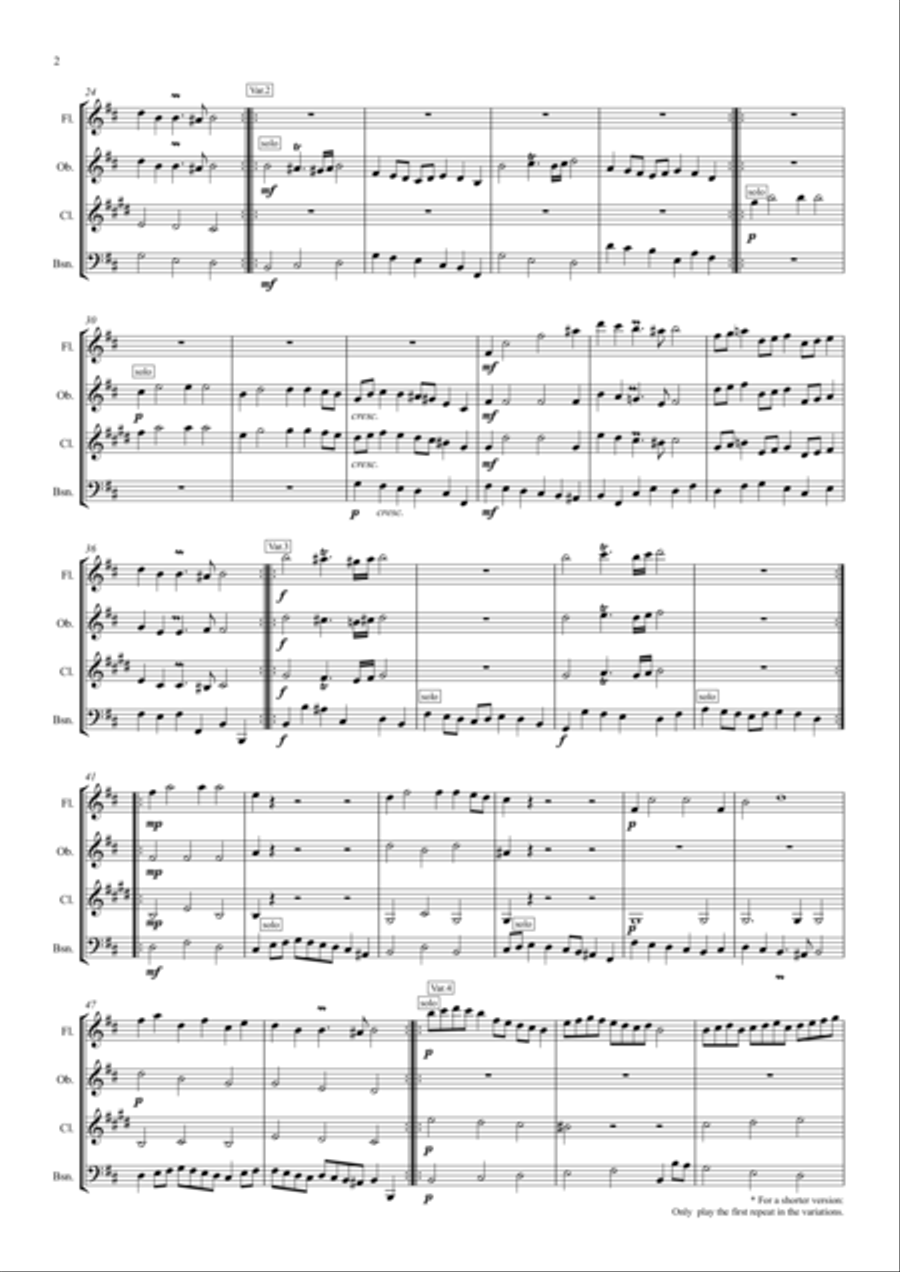 Mr Beveridge's Maggot (Theme and Variations) - wind quartet Woodwind Quartet scores gallery preview page 2
