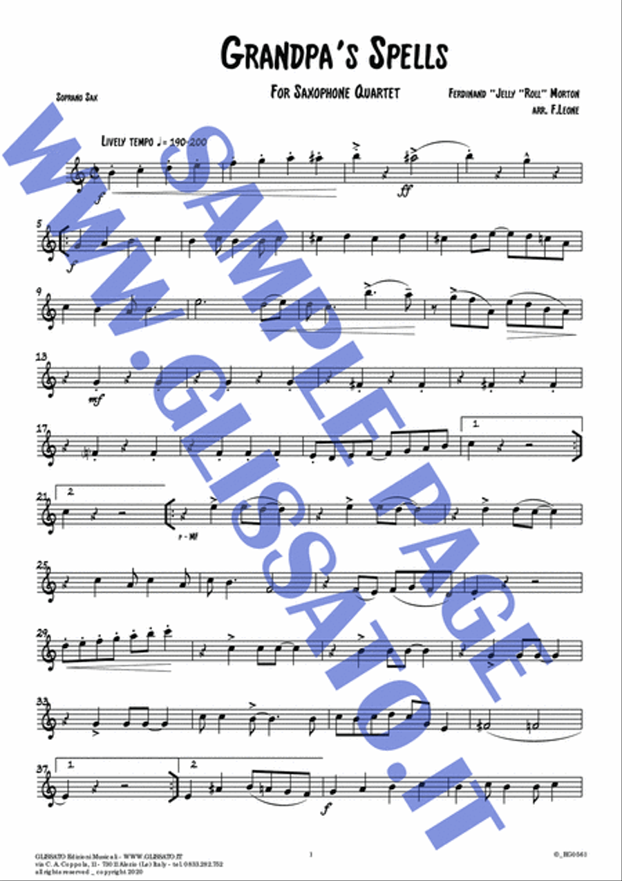 Saxophone Quartet "Grandpa's Spells" score & parts image number null
