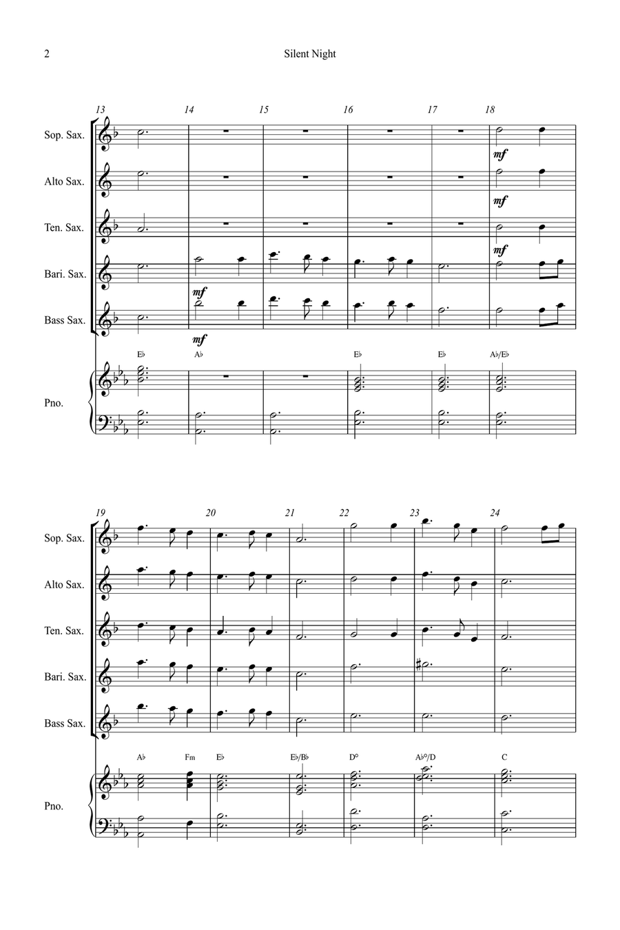 Silent Night Small Ensemble scores gallery preview page 2