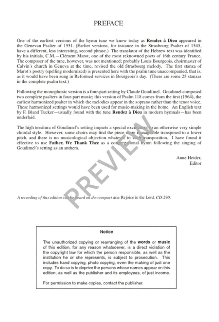 Rendez à Dieu / Father We Thank Thee 4-Part scores gallery preview page 3