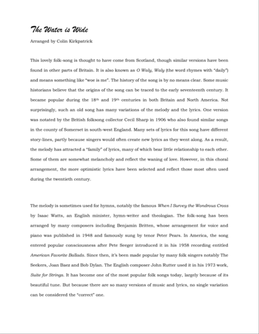 The Water is Wide (SAB choir and piano) 3-Part scores gallery preview page 2